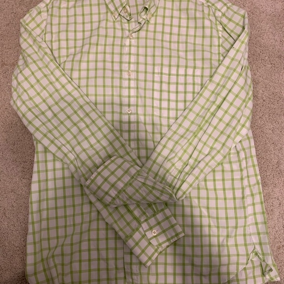 Quality Woven Shirt 100% Cotton Large Long Sleeve Green J. Crew - Picture 4 of 6